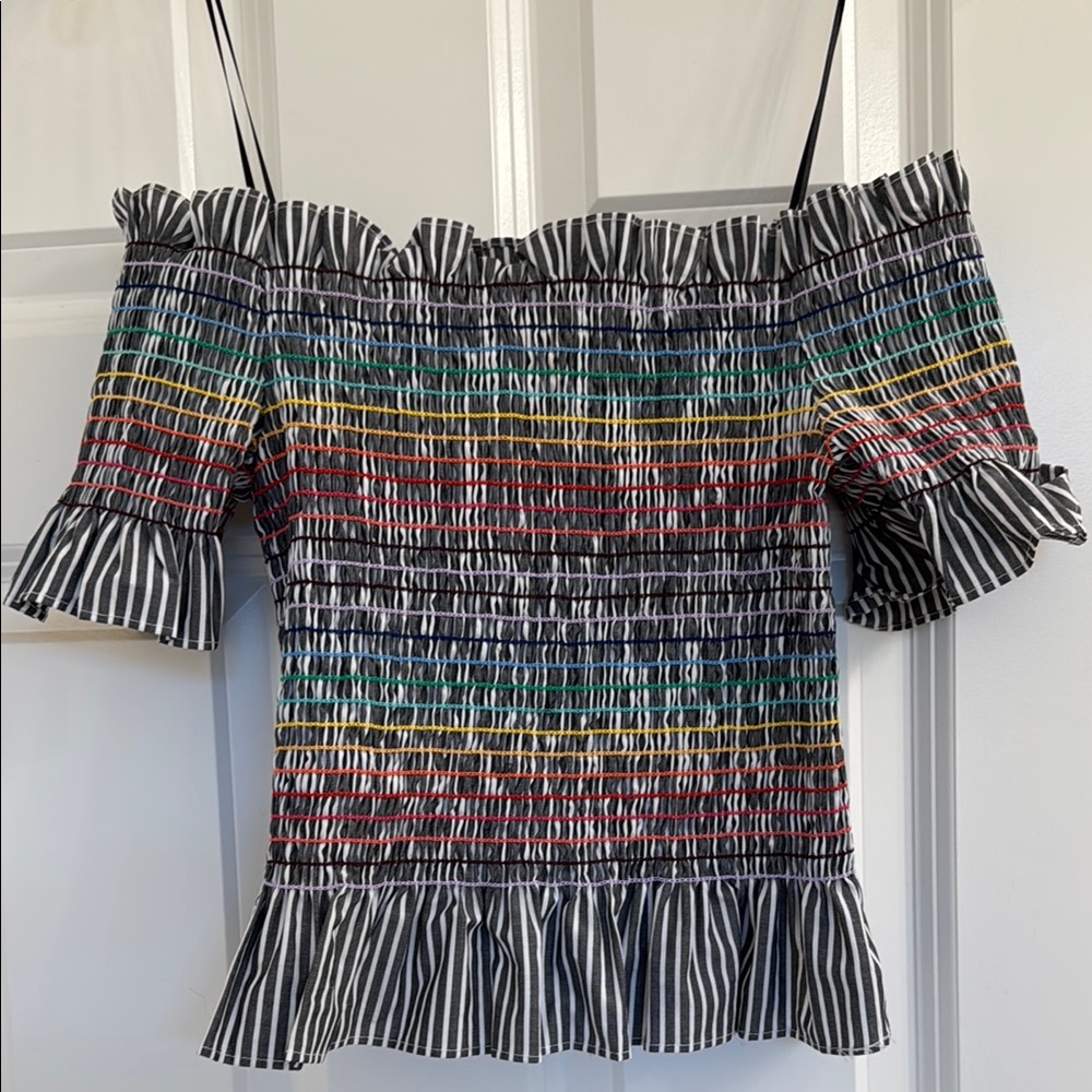 Striped Multicolor Off-Shoulder Top